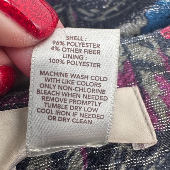 Loft Ann Taylor Skirt Women 8 Gray Metallic Floral Pleated Fairy Office Short - Picture 8 of 10